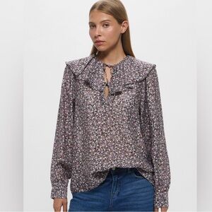 Floral Print Women's Top HM ruffle bow